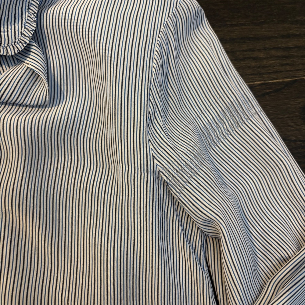 J. Crew Navy & White Striped Tie-Neck Shirt - Picture 3 of 7